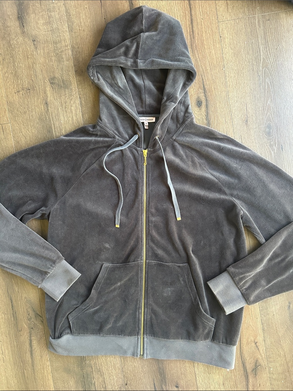 Juicy Couture Velour Zip-Up Hoodie - Charcoal Gray !! XL